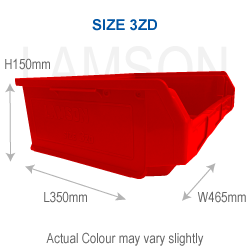 plastic container size 3zd red