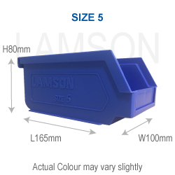 size 5 plastic storage bin blue
