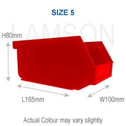 size 5 plastic storage bin red