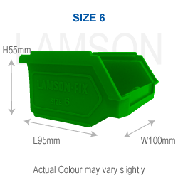 plastic storage bin size 6 green