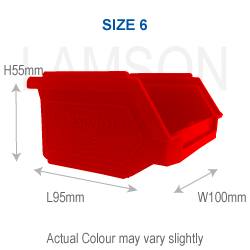 plastic storage container size 6 red