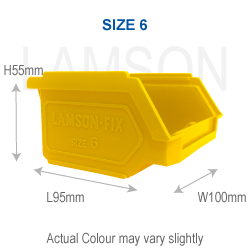 polypropylene storage bin size 6 yellow