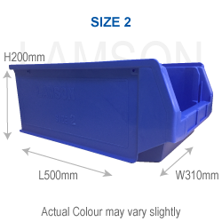 blue plastic storage bin