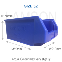 size 3z plastic container blue